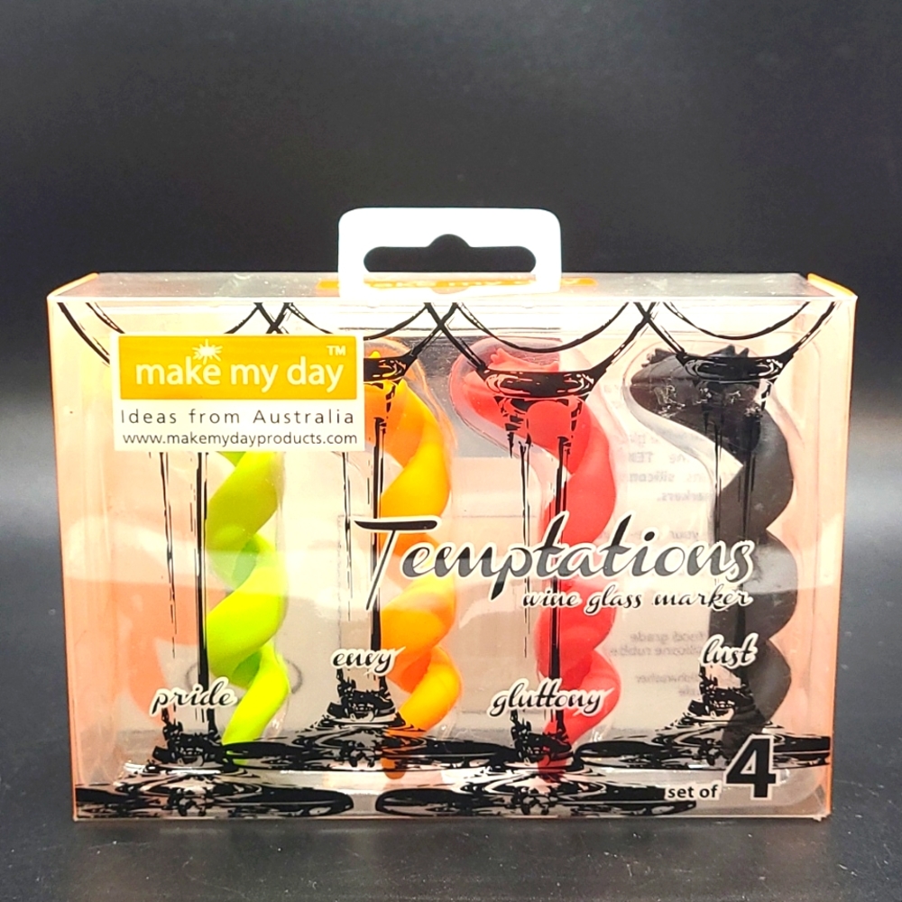Make My Day Set of 4 Silicone Wine Glass Markers